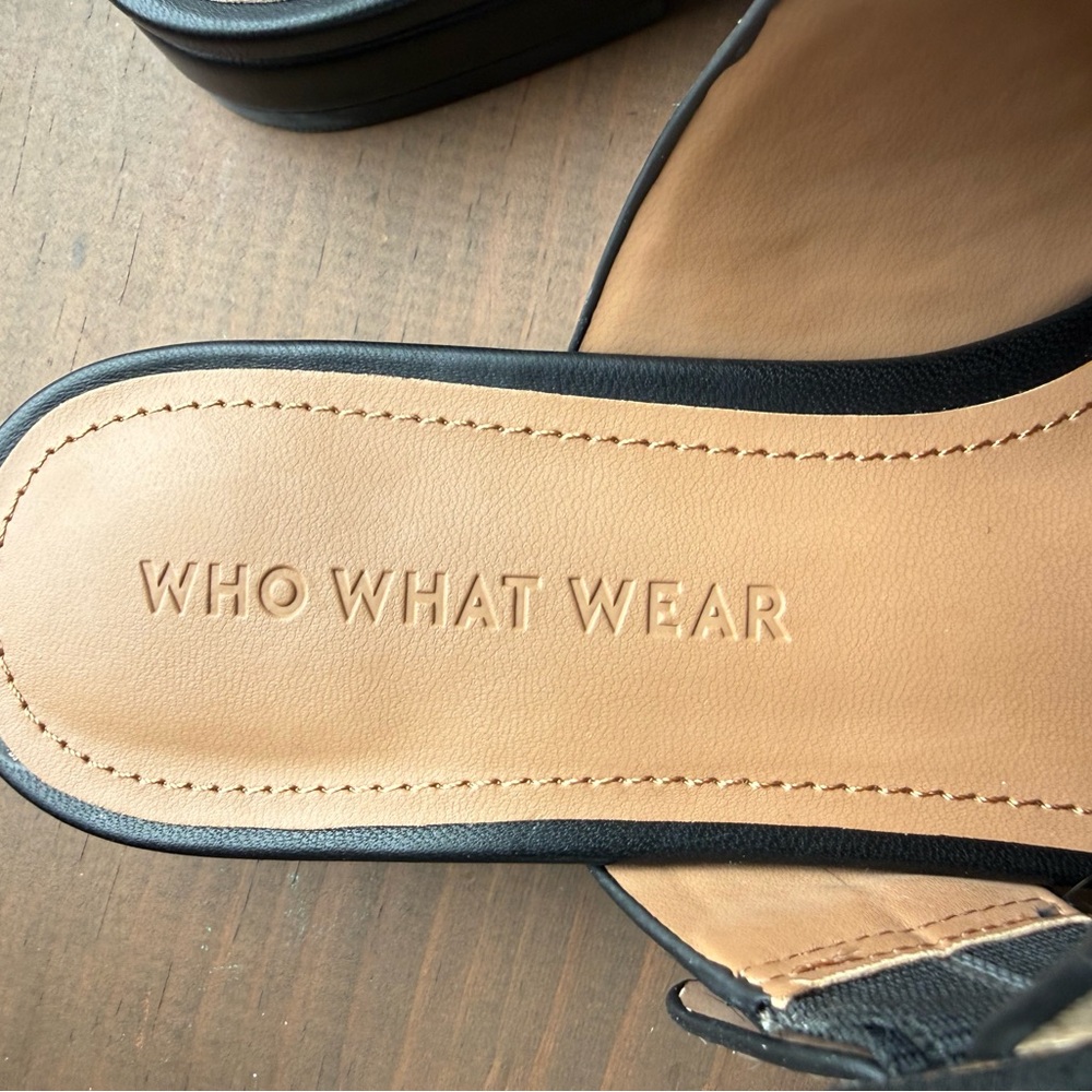 Who What Wear Black and Tan Zebra-Stripe Slide Sandals - Picture 3 of 7